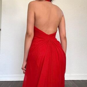 Red Halter Neck Maxi Dress